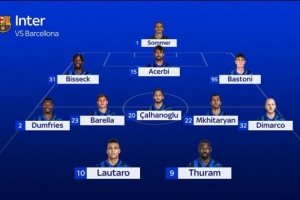 九游娱乐-记者透露国米首发：图拉姆复出，劳塔罗、邓弗里斯、比塞克在列